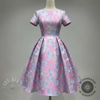 Stof voor kostuum JACQUARD Flowers light lilac