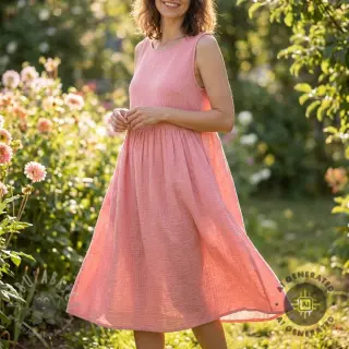 Dubbelgaas/mousseline soft rose ORGANIC
