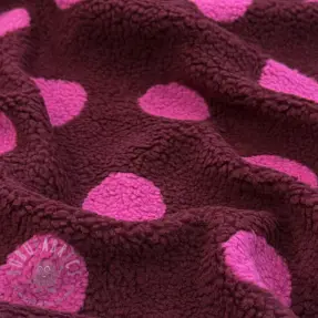 Mantelstof TEDDY JACQUARD Dots burgundy