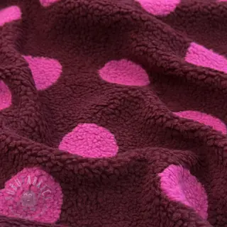 Mantelstof TEDDY JACQUARD Dots burgundy