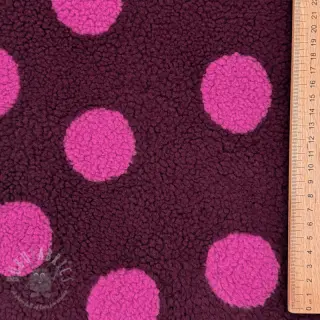 Mantelstof TEDDY JACQUARD Dots burgundy