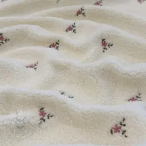 Mantelstof TEDDY EMBROIDERY Flowers ecru
