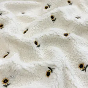 Mantelstof TEDDY JACQUARD EMBROIDERY Sunflower