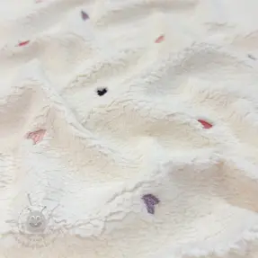 Mantelstof TEDDY EMBROIDERY Hearts ecru