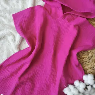 Dubbelgaas/mousseline fuchsia