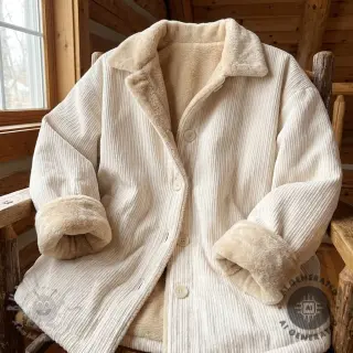 Ribfluweel Cofur fleece off white