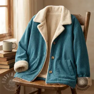 Ribfluweel Cofur fleece petrol