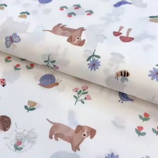 Katoenen stof Animals in the garden design B digital print
