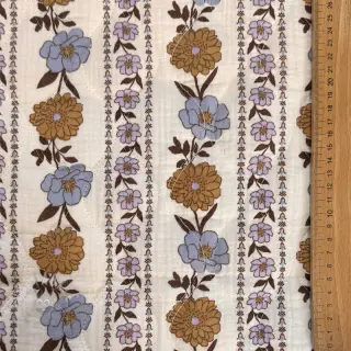 Dubbelgaas/mousseline STEPPED Flowers in stripe white