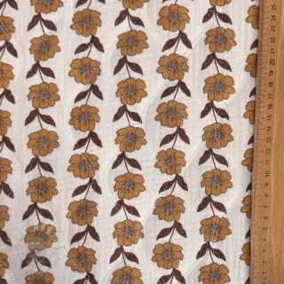 Dubbelgaas/mousseline STEPPED Flowers in stripe white