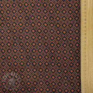 Katoenen stof VOILE STEPPED Flowerie black digital print