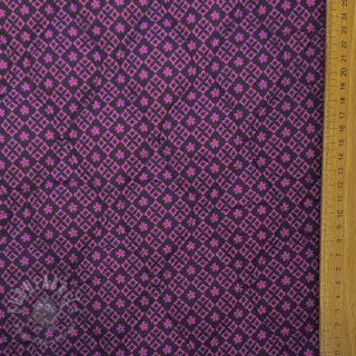 Katoenen stof VOILE STEPPED Flowerie purple digital print