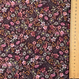 Katoenen stof Autumn flowers burgundy digital print