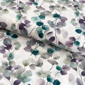 Katoenen stof Eucalypt white digital print