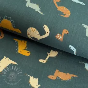 Dubbelgaas/mousseline Dinosaurus green