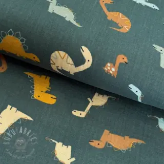 Dubbelgaas/mousseline Dinosaurus green