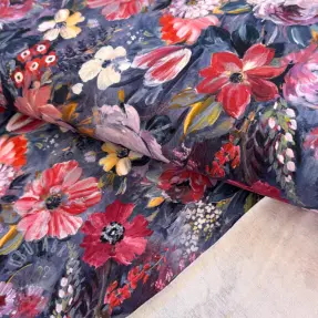 Sweaterstof Flowers Andrea blue digital print