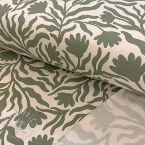 Geruwde sweaterstof Flowers army green SIMPLY NATURAL