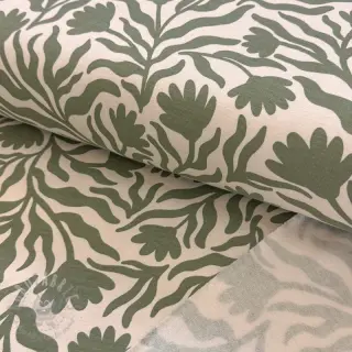 Geruwde sweaterstof Flowers army green SIMPLY NATURAL