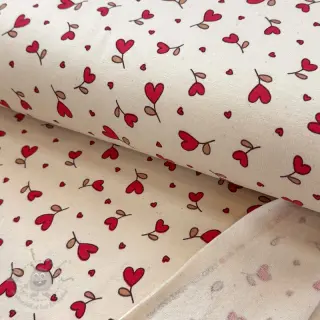 Geruwde sweaterstof Hearts fuchsia SIMPLY NATURAL