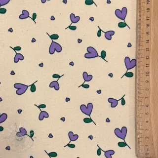 Geruwde sweaterstof Hearts lilac SIMPLY NATURAL