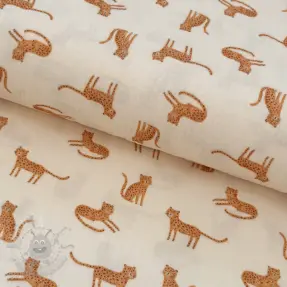 Dubbelgaas/mousseline Leopards ecru digital print