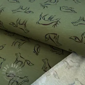 Geruwde sweaterstof SOFT Forest animals green