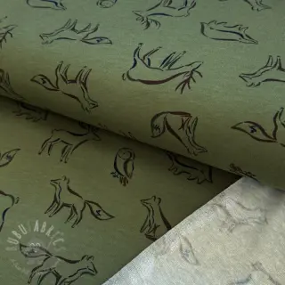 Geruwde sweaterstof SOFT Forest animals green