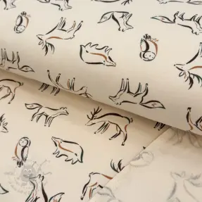 Geruwde sweaterstof SOFT Forest animals SIMPLY NATURAL