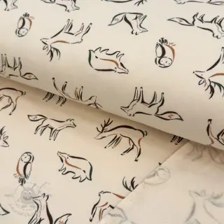 Geruwde sweaterstof SOFT Forest animals SIMPLY NATURAL