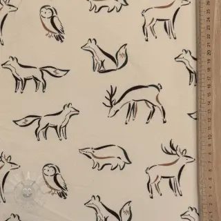 Geruwde sweaterstof SOFT Forest animals SIMPLY NATURAL
