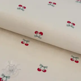 Katoenen stof FLANNEL Cherries natural