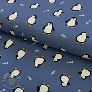 Tricot Penguins blue digital print