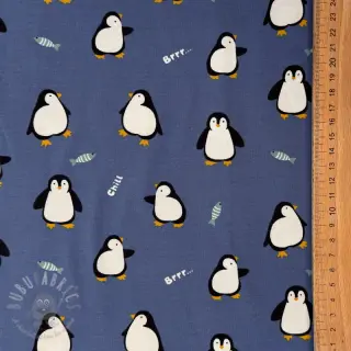 Tricot Penguins blue digital print