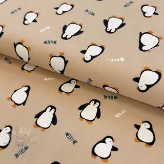 Tricot Penguins beige digital print