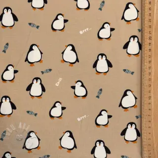 Tricot Penguins beige digital print