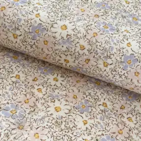 Dubbelgaas/mousseline Flowers mint green digital print