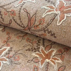 Mantelstof WOOLY EMBROIDERY Glory beige