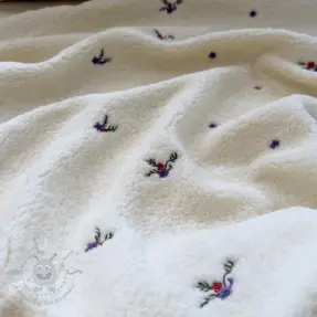Mantelstof TEDDY EMBROIDERY Flora ecru