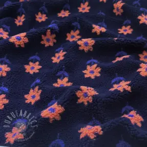 Mantelstof TEDDY Flowie Clara navy
