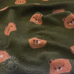 Mantelstof TEDDY Bears green