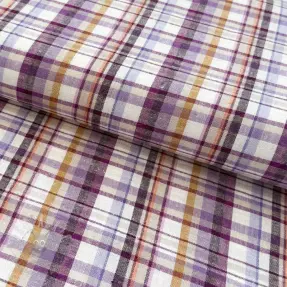 Viscose met linnen YARN DYED Checks Old fashion cyclaam