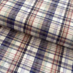 Viscose met linnen YARN DYED Checks Old fashion blue