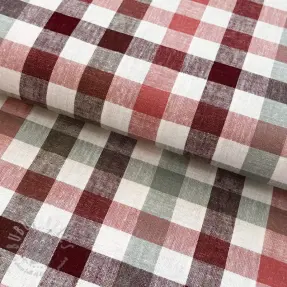 Viscose met linnen YARN DYED Checks burgundy