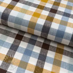 Viscose met linnen YARN DYED Checks brown
