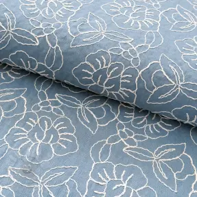Viscose met linnen EMBROIDERY Latizia old blue
