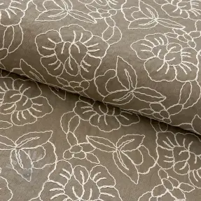 Viscose met linnen EMBROIDERY Latizia sand