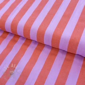 Katoenen stof YARN DYED NOVA Stripe lavender orange