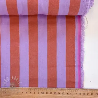Katoenen stof YARN DYED NOVA Stripe lavender orange