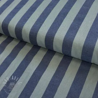 Katoenen stof YARN DYED NOVA Stripe blue green